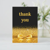 Birthday black gold sparkle elegant luxurious thank you card | Zazzle