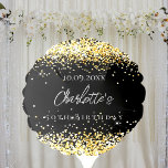 Birthday black gold sparkles name elegant balloon<br><div class="desc">For a glamorous 50th (or any age) birthday party. A stylish black background. Decorated with faux gold glitter,  sparkles.  Personalize and add a name and age 50. The name is written with a modern hand lettered style script.</div>