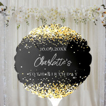 Birthday black gold sparkles name elegant balloon