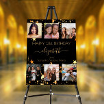 Birthday black gold stars best friends photo foam board<br><div class="desc">A gift from friends for a woman's 21st (or any age) birthday, celebrating her life with a collage of 6 of your high quality photos of her, her friends, family, interest or pets. Personalize and add her name, age 21 and your names. Golden text. A chic, classic black background color....</div>