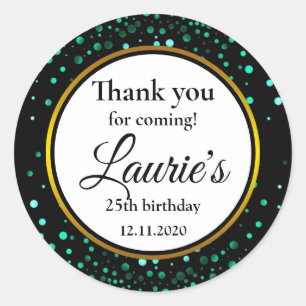 Birthday Black Gold Thank You Classic Round Sticker