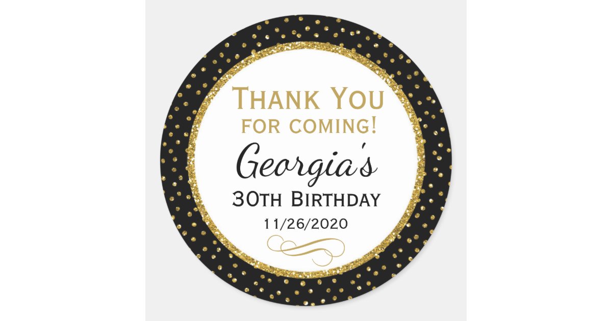 Birthday Black Gold Thank You Favor Tags Zazzle Com