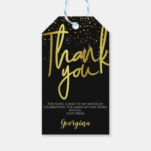 Birthday Black Gold Typography Gift Tags