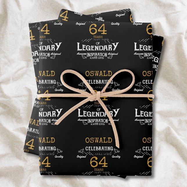 Birthday Black Gold Wrapping Paper Sheets (Personalized black and gold birthday wrapping paper. Any age and add name.)