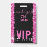 Birthday Black Pink Glitter VIP Party Invitation
