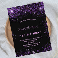 Birthday black purple glitter dust glamorous