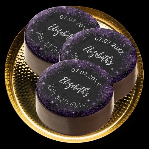 Birthday black purple glitter girl name chocolate covered oreo