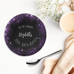 Birthday black purple glitter girl name paper bowls