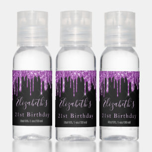 Birthday black purple glitter sparkle luxurious hand sanitizer