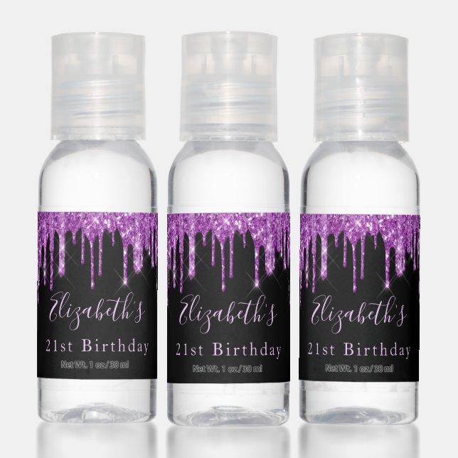 Birthday black purple glitter sparkle luxurious hand sanitizer (Set)
