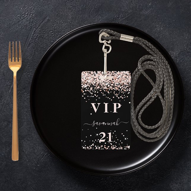Birthday black rose gold glitter vip badge (Creator Uploaded)