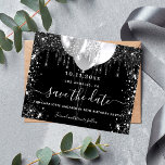Birthday black silver glitter budget save the date flyer<br><div class="desc">Please note that this Save the date is on flyer paper and very thin. Envelopes are not included. For thicker Save the Date card (same design) please visit our store. A girly and trendy Save the Date for a 18th (or any age) birthday party. A black background decorated with faux...</div>