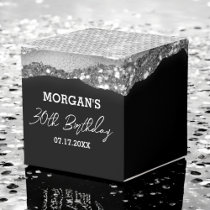 Birthday Black Silver Glitter Name Thank You Favor Boxes