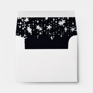 Birthday black silver stars envelope