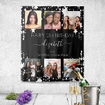 Birthday black white best friends photo stars tapestry<br><div class="desc">A gift from friends for a woman's 21st (or any age) birthday, celebrating her life with a collage of 6 of your high quality photos of her, her friends, family, interest or pets. Personalize and add her name, age 21 and your names. White text. A chic, classic black background color....</div>