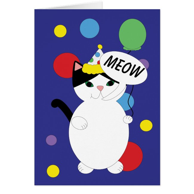 Birthday Black White Cat Meow for Happy Birthday