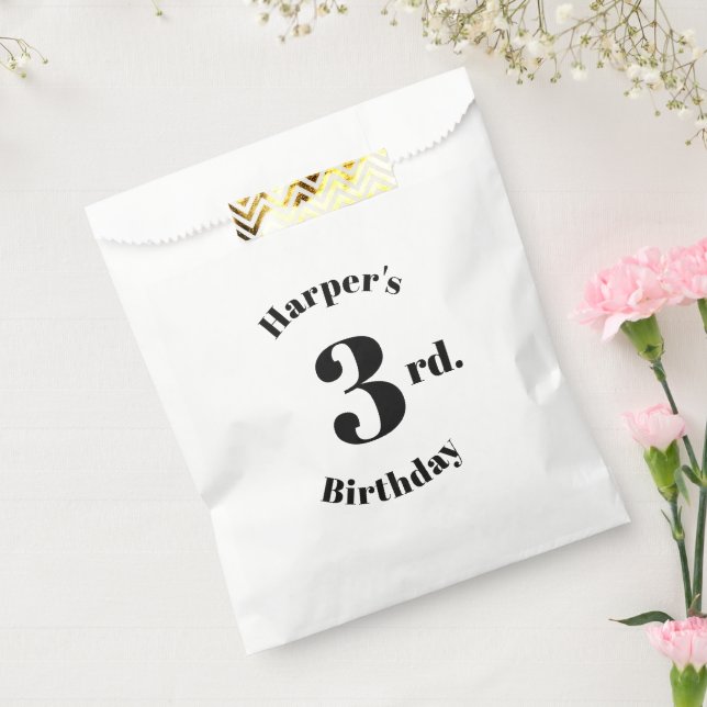 Birthday black white custom name and number favor bag (Sealed)