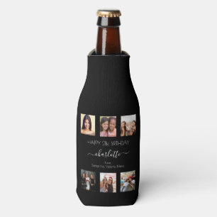 Birthday black white friends photo bottle cooler