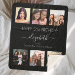 Birthday black white friends photo collage sherpa blanket<br><div class="desc">A gift from friends for a woman's 21st birthday, celebrating her life with a collage of 6 of your high quality photos of her, her friends, family, interest or pets. Personalize and add her name, age 21 and your names. White text. A chic, classic black background color. Her name is...</div>