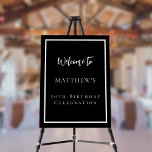Birthday black white party welcome foam board<br><div class="desc">A black background and a white frame.  Personalize and add a name and age. 
Back: no design</div>