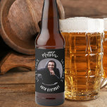 Birthday black white photo beer bottle label<br><div class="desc">A classic black background.  Personalize and add his name,  age and photo.  Add birth or date and date of the birthday.</div>