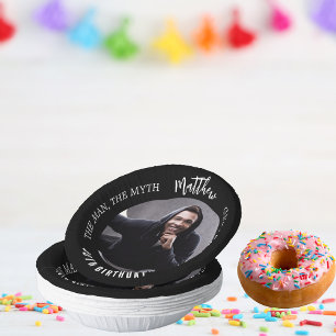 Birthday black white photo man myth legend paper bowls