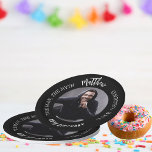 Birthday black white photo man myth legend paper plates<br><div class="desc">A classic black background.   Text: The Man,  The Myth,  The Legend. Personalize and add his name,  age and photo.</div>