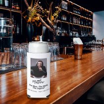 Birthday black white photo man myth legend seltzer can cooler
