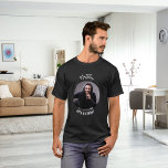 Birthday black white photo man  T-Shirt<br><div class="desc">Personalize and add a photo into the circular frame. Add a name and age.</div>