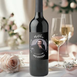 Birthday black white photo wine label<br><div class="desc">A classic black background.  Personalize and add his name,  age and photo.  Add birth or date and date of the birthday.</div>