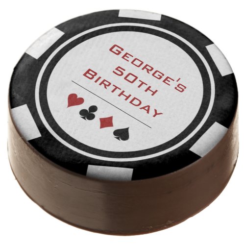 Birthday Black White Poker Chip Vegas Casino Chocolate Covered Oreo