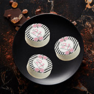 Birthday Black White Stripes Pink Florals Name Chocolate Covered Oreo at Zazzle