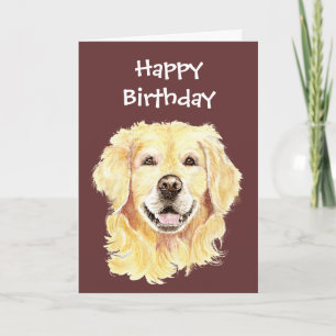 Birthday Blank Watercolor Golden Retriever Dog Card