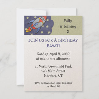 Birthday Blast Rocket Birthday Party Invitations