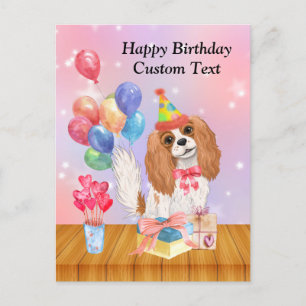 Birthday Blenheim Cavalier King Charles Spaniel Postcard