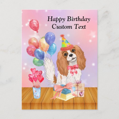 Birthday Blenheim Cavalier King Charles Spaniel  Postcard