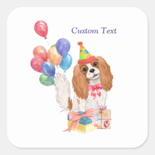 Birthday Blenheim Cavalier King Charles Spaniel Square Sticker