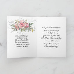 Birthday Blessing Bible Verse Pink Flowers Card | Zazzle