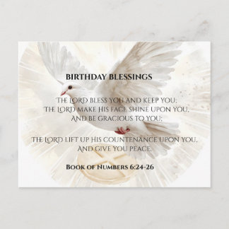 Birthday Blessing Numbers 6:24-26 Christian Dove Postcard