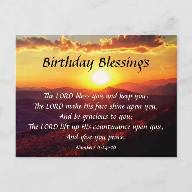 Birthday Blessing Numbers 6:24-26 Mountain Sunset Postcard 