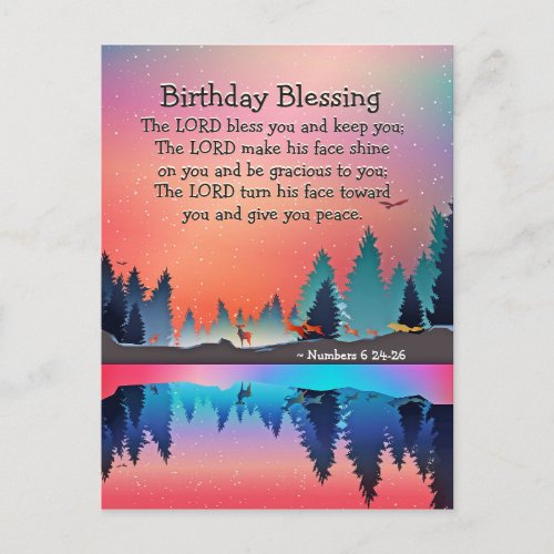 Birthday Blessing Numbers 624 The Lord Bless You Postcard