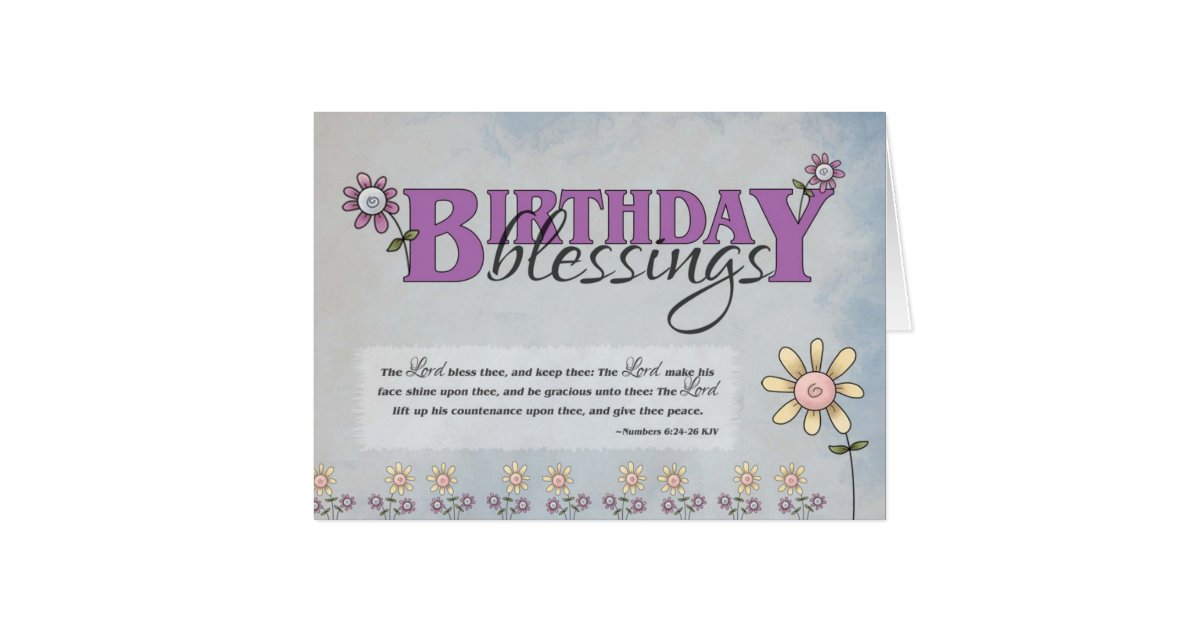Birthday Blessings flowers & bible verse Card | Zazzle