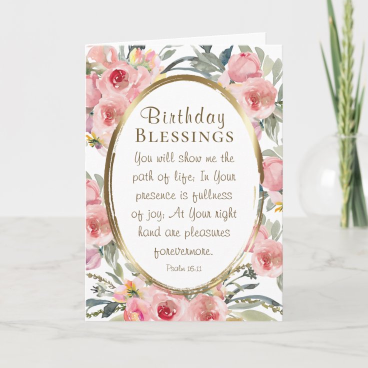 Birthday Blessings Inspirational Elegant Floral Card | Zazzle