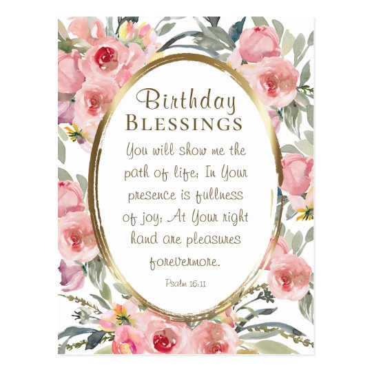 Birthday Blessings Inspirational Elegant Floral Postcard | Zazzle.com