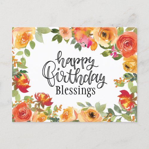Birthday Blessings Numbers 624_26 Floral Garden Postcard
