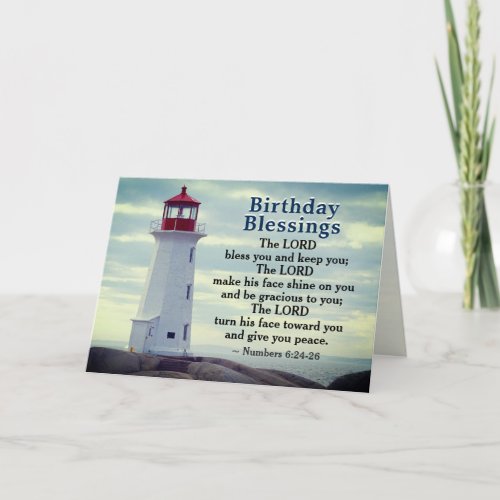 Birthday Blessings Numbers 624_26 Lighthouse Card