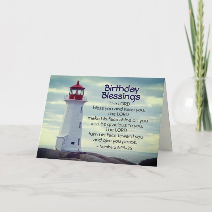 Birthday Blessings Numbers 6:24-26 Lighthouse Card | Zazzle