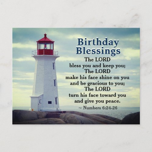 Birthday Blessings Numbers 624_26 Lighthouse Postcard
