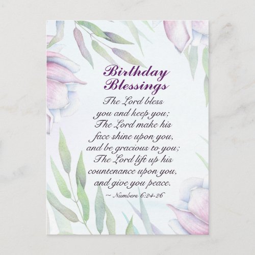 Birthday Blessings Numbers 624_26 Lords Blessing Postcard