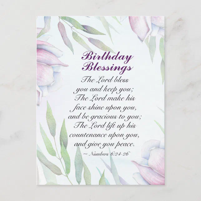 Birthday Blessings Numbers 6:24-26 Lord's Blessing Postcard | Zazzle